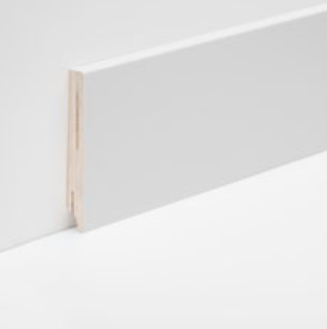 BATTISCOPA IN NOCE TANGANIKA SQUADRATO LACCATO BIANCO 100X13 MM