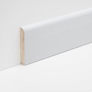 BATTISCOPA IN NOCE TANGANIKA TONDO LACCATO BIANCO 80X13 MM