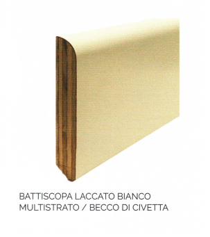 BATTISCOPA LACCATO BIANCO BECCO DI CIVETTA B-LB