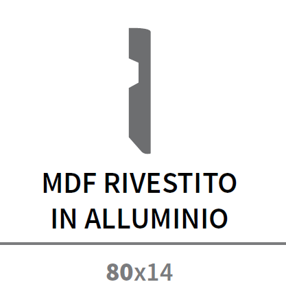 WOODCO BATTISCOPA MDF RIVESTITO IN ALLUMINIO 80X14