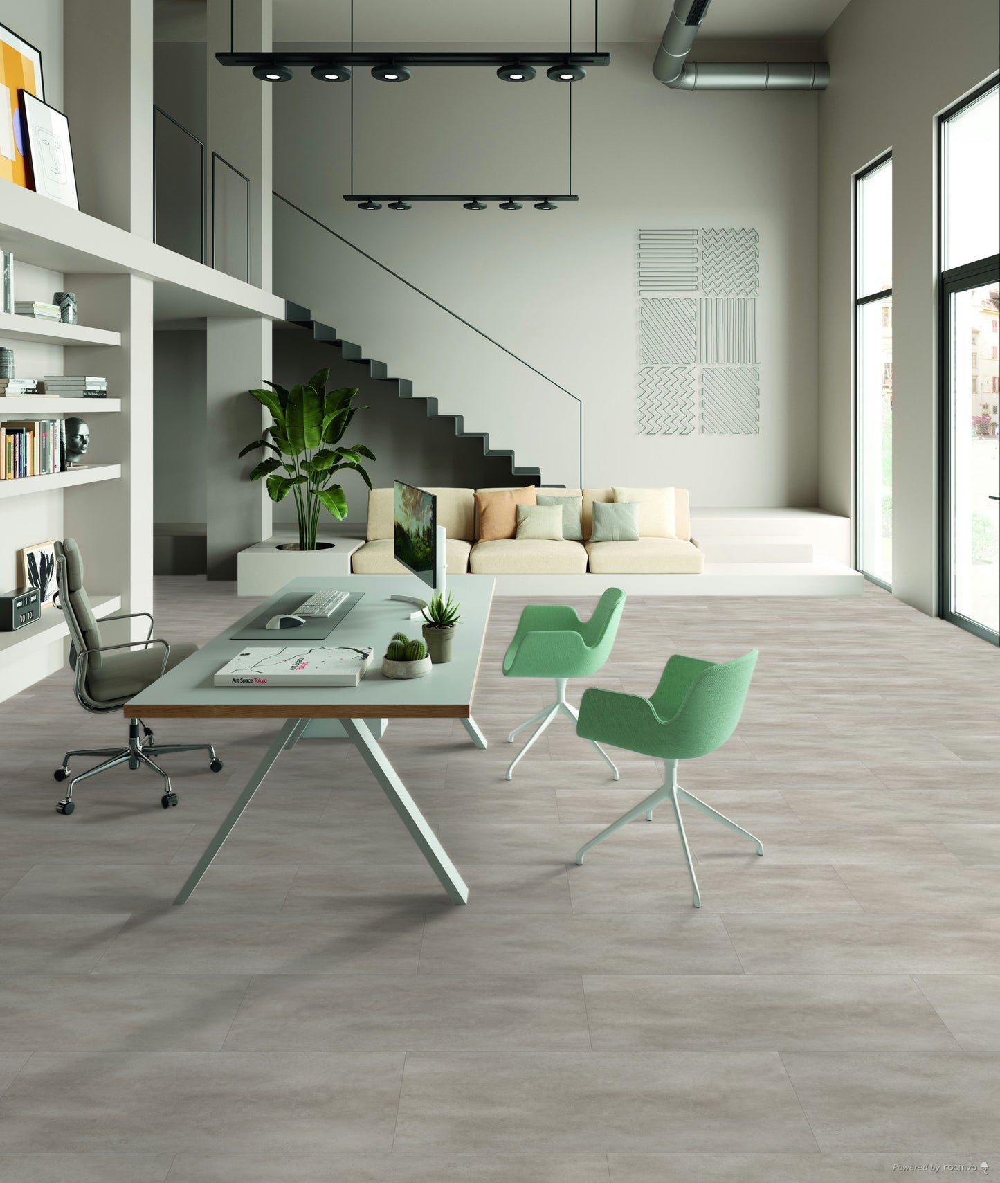 €25,90/mq PAVIMENTO VINILICO DA INCOLLO FLOW 55 GLUEDOWN TILE FUJI