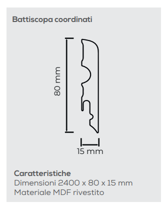 BATTISCOPA IN MDF RIVESTITO 80x15 mm COORDINATO PER LAMINATO R&G VINTAGE CLASSIC