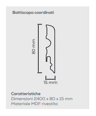 BATTISCOPA IN MDF RIVESTITO 80x15 mm COORDINATO PER LAMINATO R&G MOOD