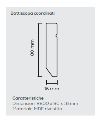 BATTISCOPA IN MDF RIVESTITO 80x16 mm COORDINATO PER LAMINATO R&G NATURA
