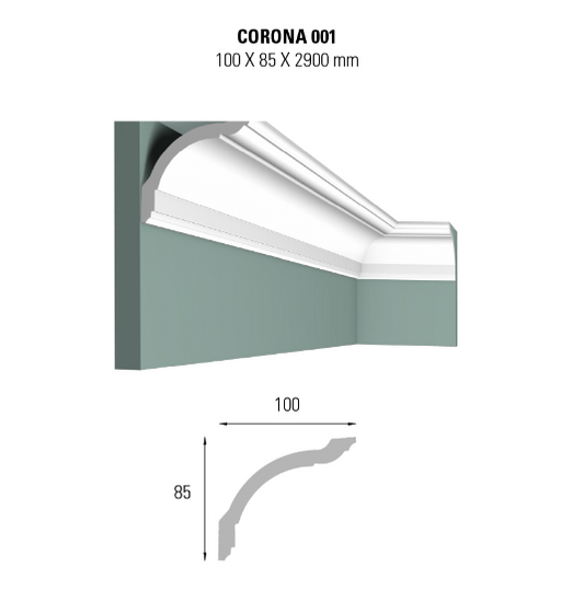 CORNICE PER SOFFITTO POLISTIRENE DÉCO DECKING CORONA C001