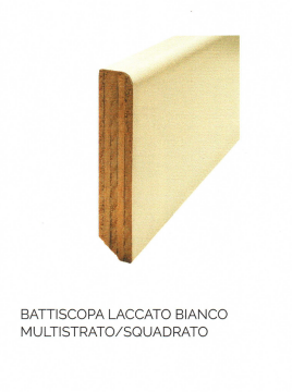 BATTISCOPA LACCATO BIANCO SQUADRATO B-LB