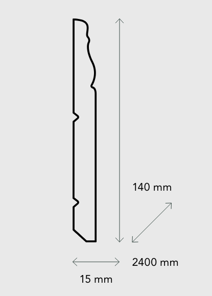 BATTISCOPA DUCALE LACCATO BIANCO SU AYOUS 140X15 MM